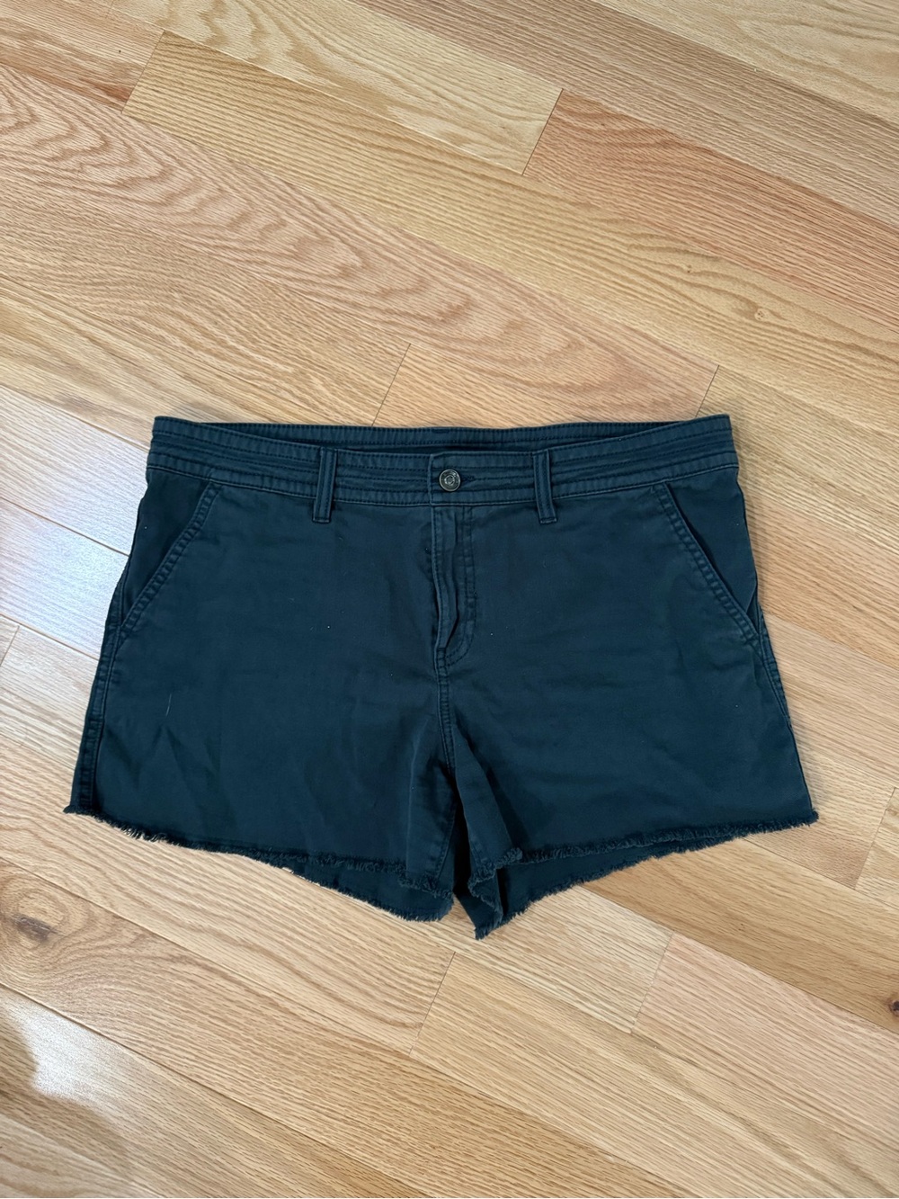 Prana Black Raw-Hem Cotton Blend Jean Shorts